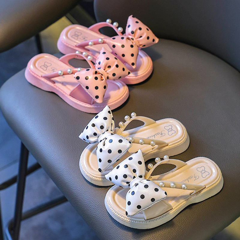 Zapatillas para niños verano niña pequeña fragancia antideslizante fondo suave lazo zapatos de playa para bebés niñas zapatillas de princesa.