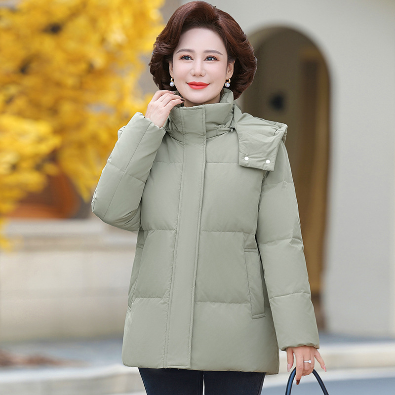 高端品牌羽绒服女款2025加厚白鸭绒外套时尚短款保暖妈妈装羽绒服