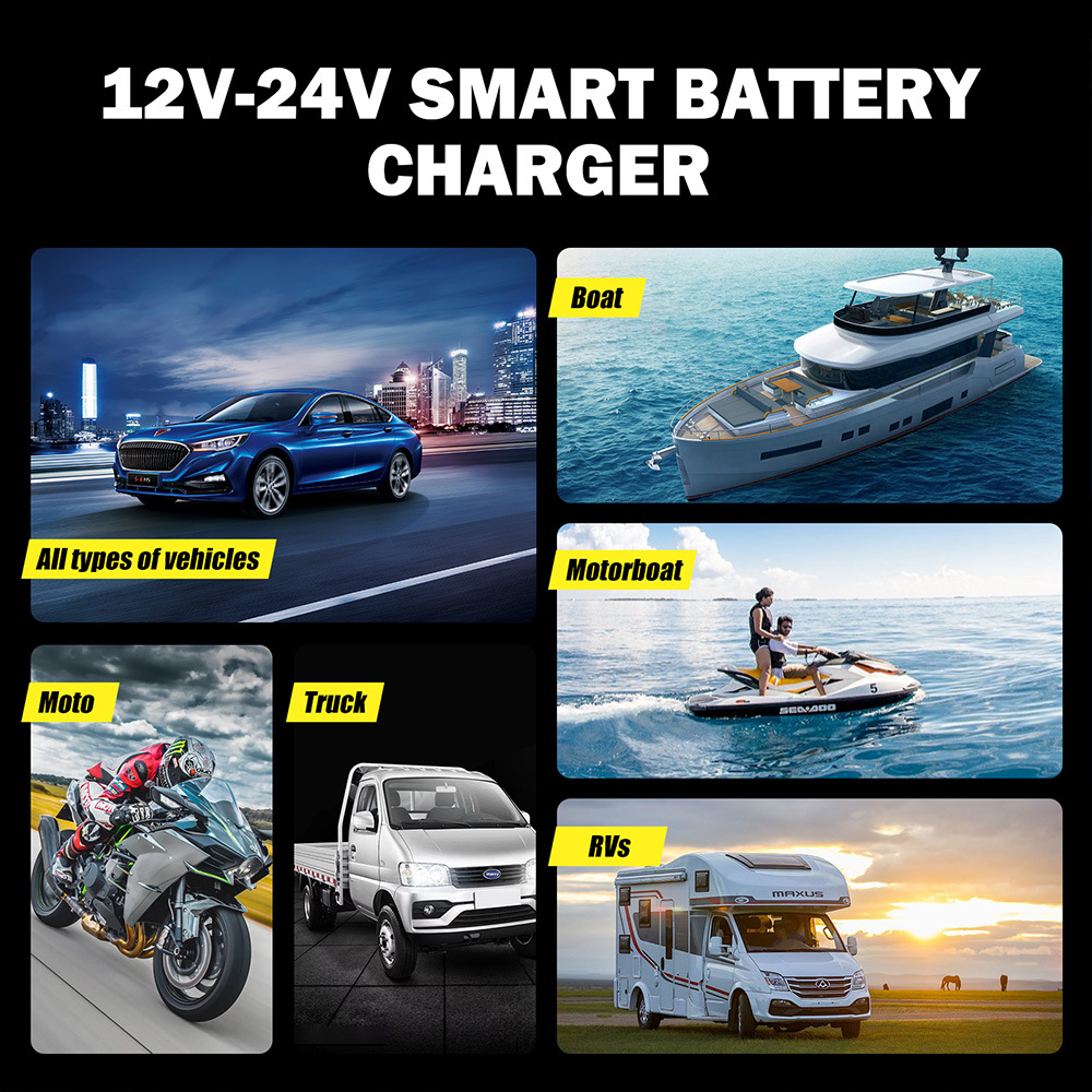 Multi-Stage Automatic Smart Battery Charger 100-240V battery charging