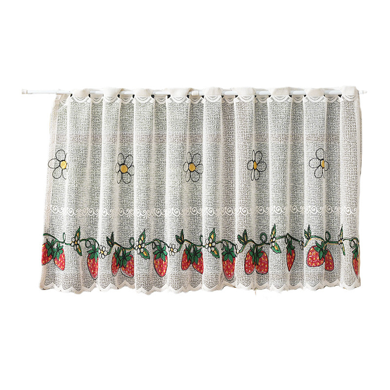 Nuevas cortinas de café transfronterizas, pequeñas, frescas, a prueba de polvo, bordadas, cortinas transparentes, impermeables, sin perforaciones, estadounidenses