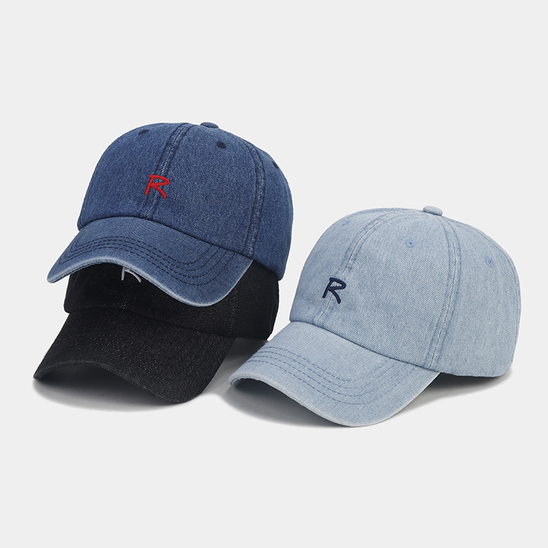 Sombrero nuevo otoño moda R carta Denim enarbolado tapa femenina estilo coreano versátil Denim hip hop gorra de béisbol moda
