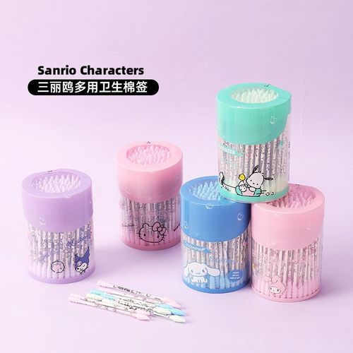 Sanrio Kurome Cinnamon Dog Cotton Swab Multifunctional Spiral Double-Headed Cleaning Disposable Cotton Swab Cute Ear Picking