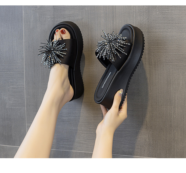 Dép sandal nữ xỏ ngón đế bệt đính khóa kim cương phong cách Hàn Quốc — 5077 vàng, 5077 đen chi tiết 12