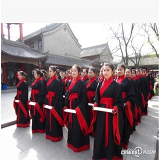 新款男女毕业典师礼服古装改良直裾成人礼服汉服国学服