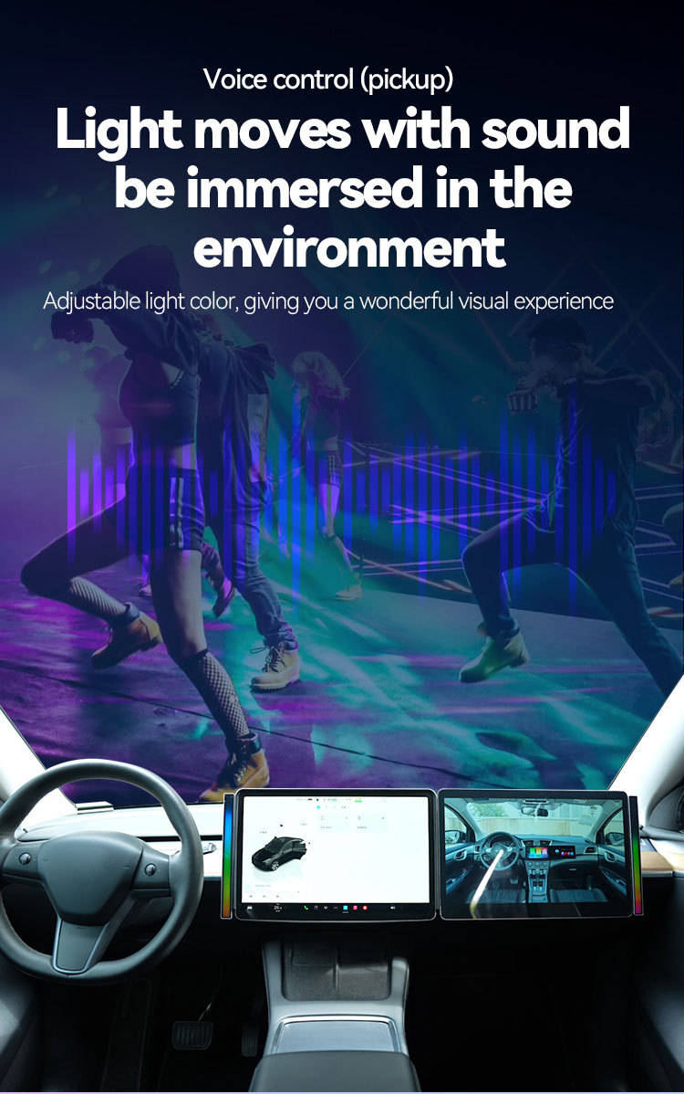 Car Atmosphere Light Pickup Light Colorful E-Sports Rgb Voice Controlled Rhythm Light Bar Atmosphere Light Accessories