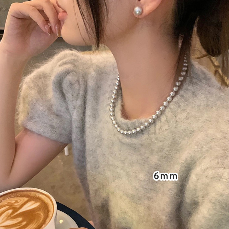 Light silver gray Shijia pearl 6mm [daily wear casually]