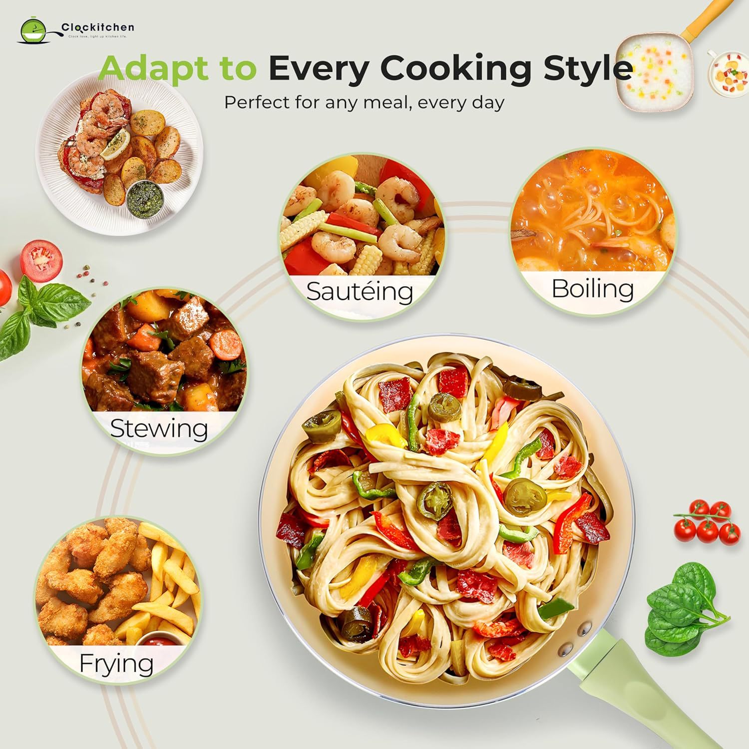 Arroz de arroz transfronterizo de piedra frita de platos antiadherente sartén casera sartén de cocina de cuatro piezas conjunto de sartén de cocina combinada sartén conjunto de sartén