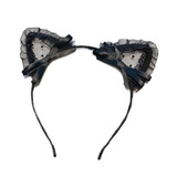 Кружевная сетка, кружевной бант, повязка на голову с кошачьими и кроличьими ушками, декоративная повязка на голову, аксессуары для волос для женщин, завязанная в японском и корейском стиле