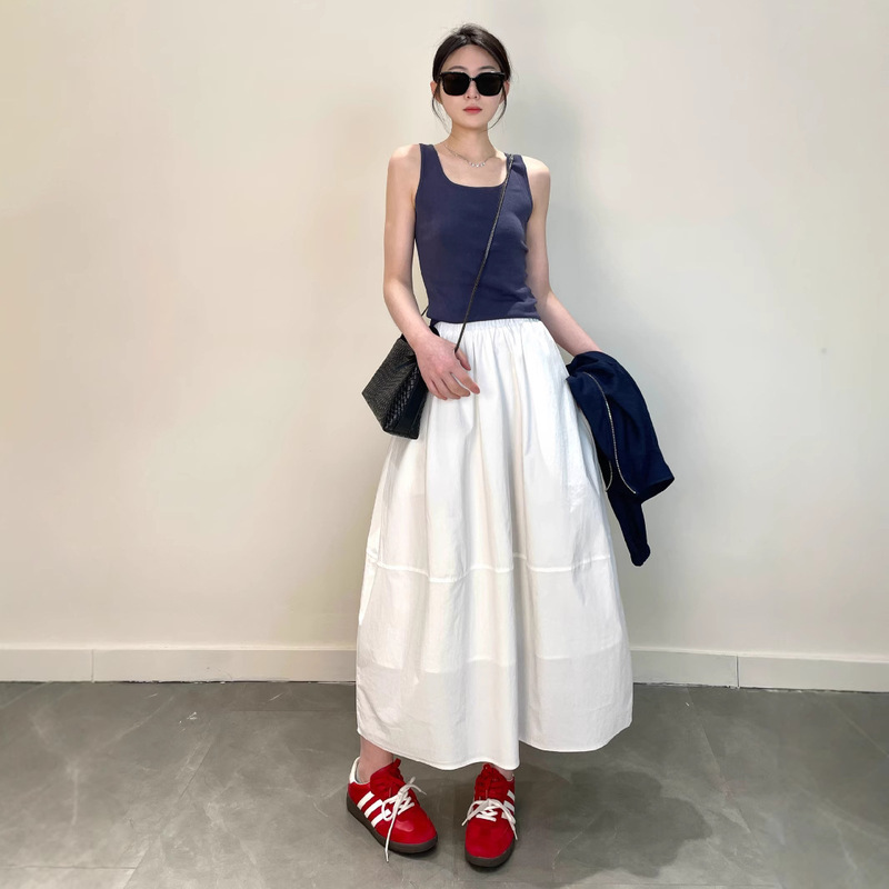 French Style Three-Dimensional Tailored White Umbrella Skirt Women's 2025 Summer New Mid-Length Floral Dress for Women