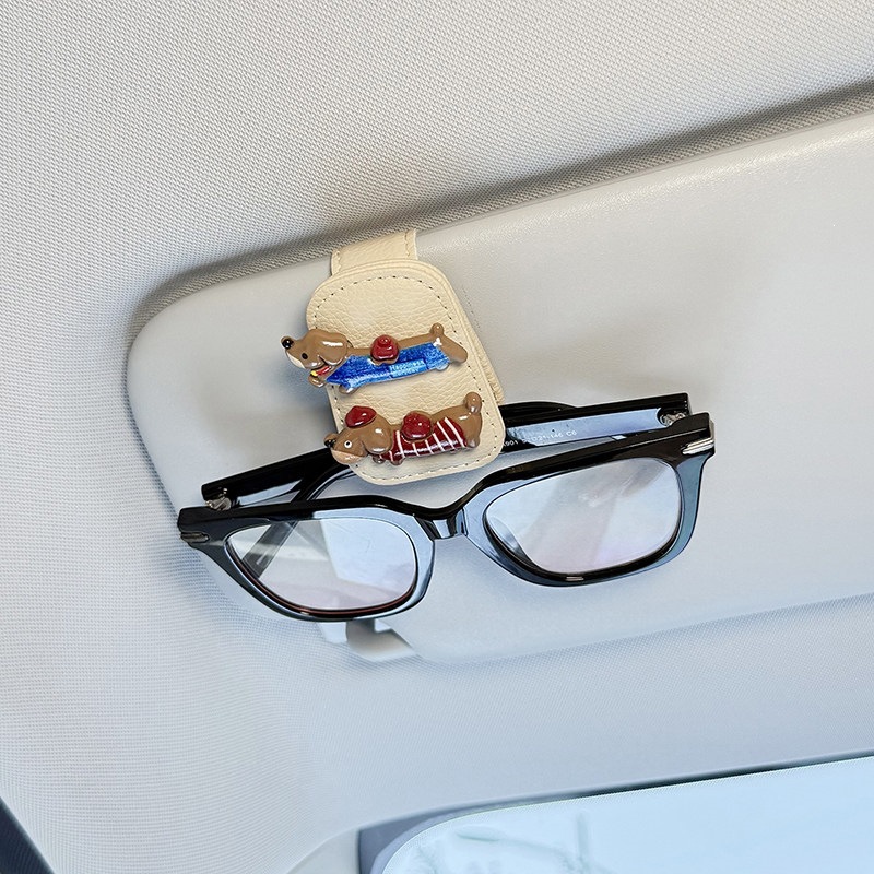 2026 New Car-Mounted Glasses Clip, In-Car Sunglasses Storage Clip, Sun Visor Glasses Holder, Cute Dachshund Dog Design