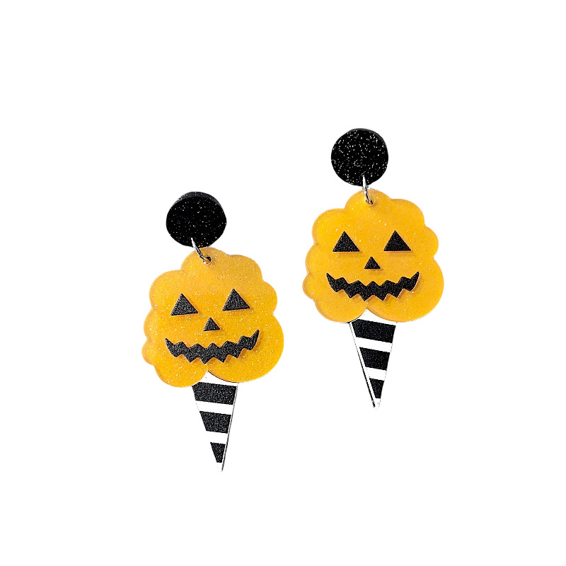 1 Pair Quantity Holiday, Party, Festival Occasion 1 Pair Funny Pumpkin Ghost Printing Arylic Drop Earrings