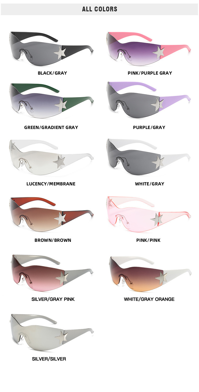 Retro Y2k Frameless Sunglasses Five Pointed Star Design Men_voghion.com