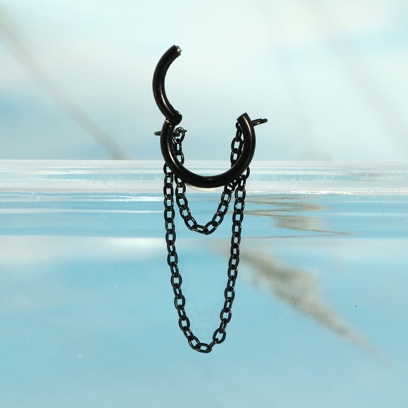 F136 Titanium Nose Ring Tassel Ear Bone Ring Closed Ring Piercing Jewelry for Men and Women Fashion Earrings detail image 9