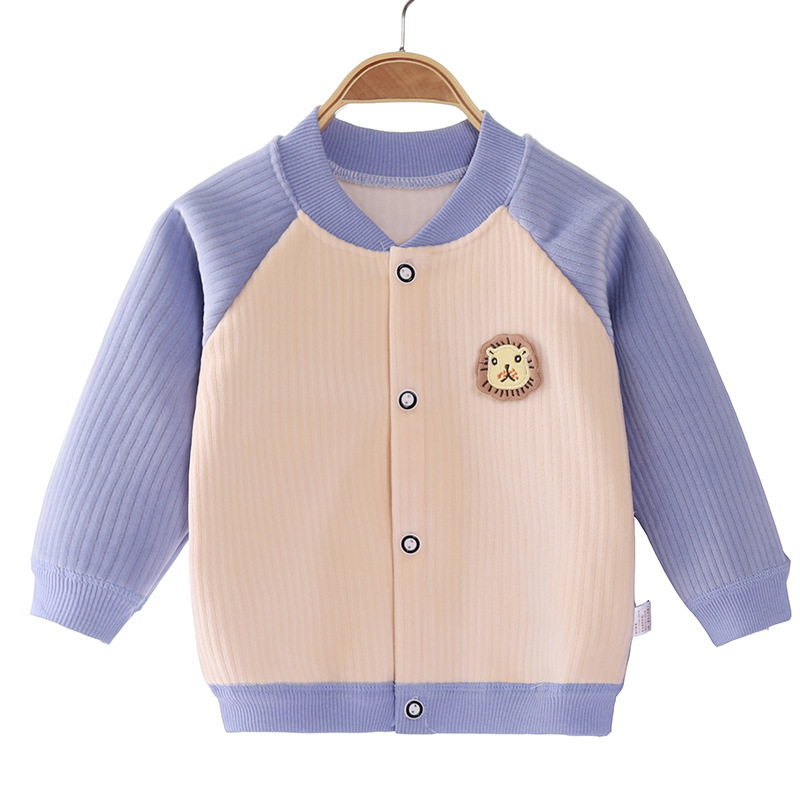 Spring and Autumn Baby Fleece-lined Warm Top Children's Coat Sports Clothes Boys and Girls Baby Baseball Suit Western Style Knitwear Spring and Autumn Baby Fleece-lined Warm Top Children's Coat Sports Clothes Boys and Girls Baby Baseball Suit Western Style Knitwear