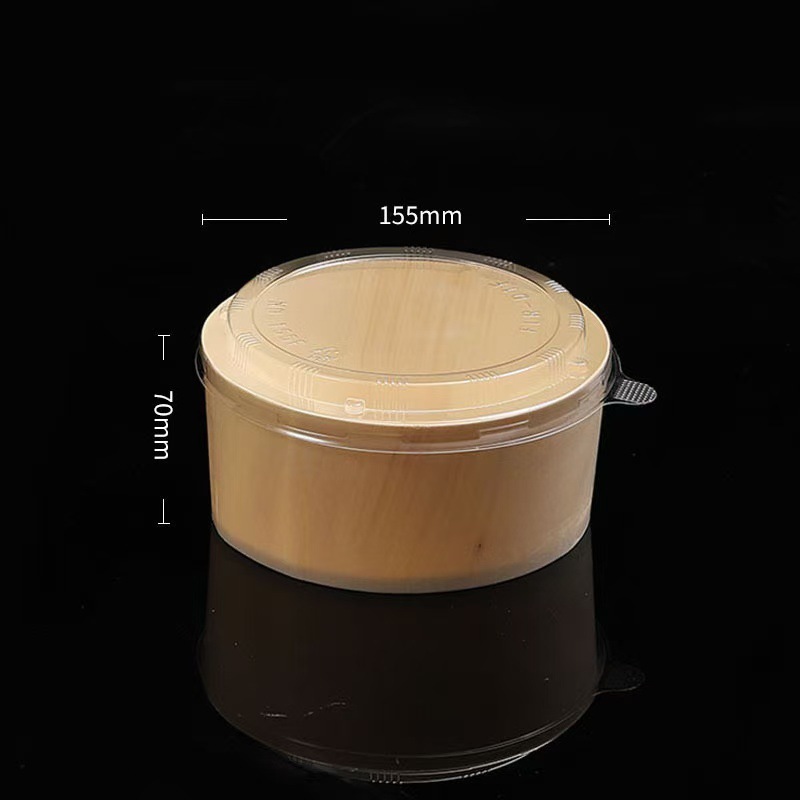 Wood Source madera redonda embalaje para llevar caja de pastel horneado caja de postre caja de pasteles bocadillos caja de embalaje desechable