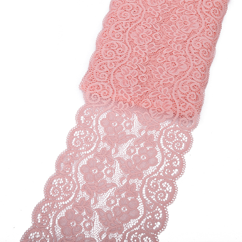 Spandex de encaje de nylon de encaje elástico multicolor opcional accesorios de ropa de las mujeres materiales de ropa al por mayor