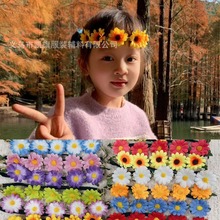 新款韩版小菊花花环新娘发箍花辫子发带海边度假发带节日表演发饰