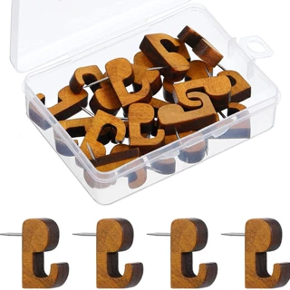 跨境亚马逊新厂家木制挂钩图钉按钉咖啡色大头钉软木板钉家居装饰
