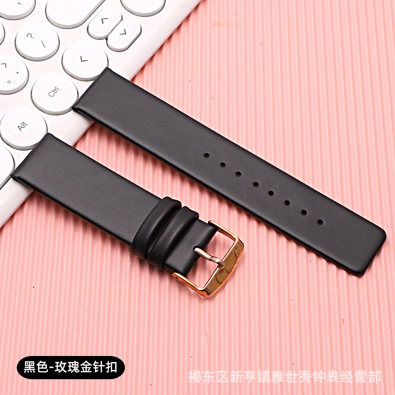 Thin, leather, black, golden, pink gold