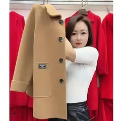 秋冬新款毛呢外套女中长款宽松大码妈妈装高档百搭外穿毛呢大衣女