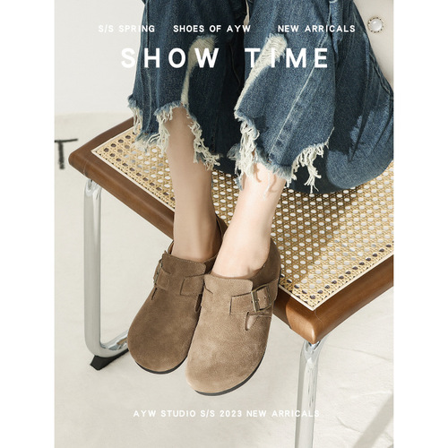 Increased inner height Boken shoes for women full leather genuine leather  spring new style cow suede comfortable soft sole soft surface large toe shoes