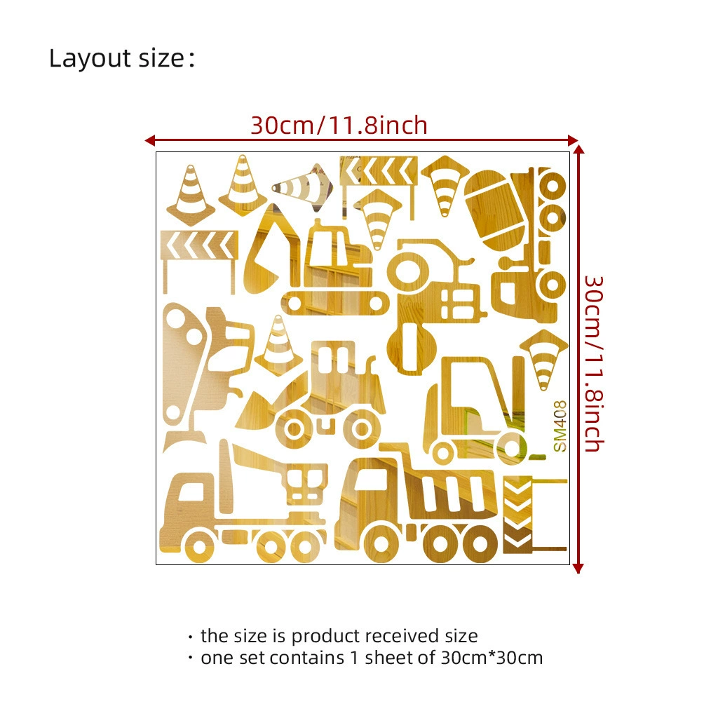 (Cross-border trading), children's cartoon acrylic self-adhesive stickers, mirror on wall, mirror effect