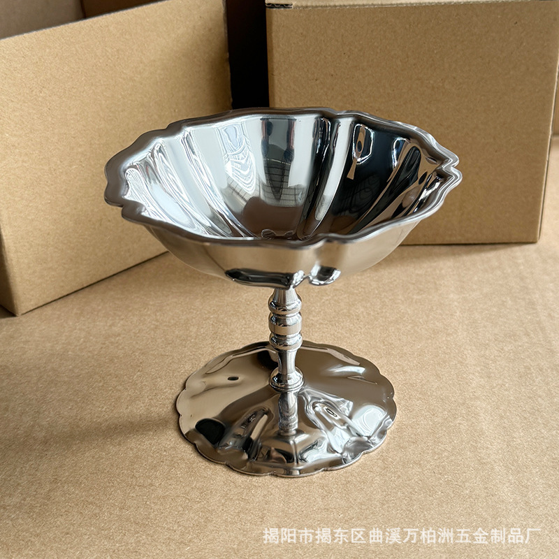 甜品杯不锈钢零食碗布丁杯小吃碟酒店冰激凌雪糕杯高脚高档甜品杯|undefined