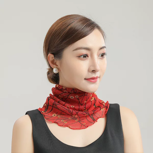 Sunscreen mask men's and women's gold silk sunscreen thin sunscreen veil new small silk scarf scarf spring and summer scarf