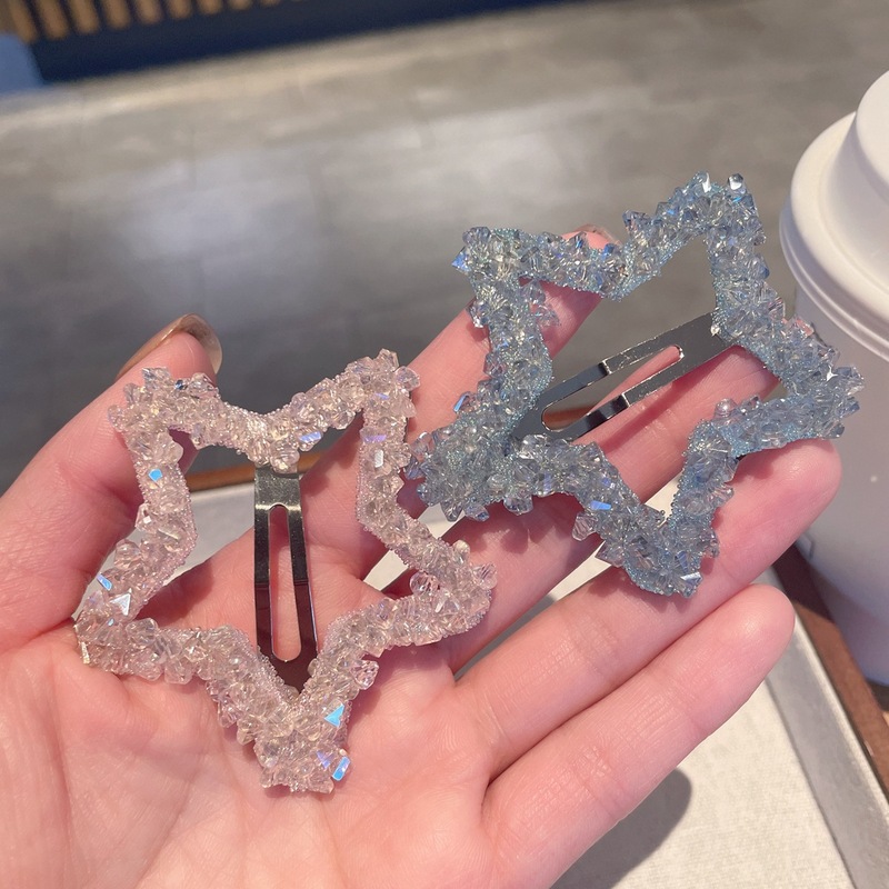 ブルークリスタルスターヘアピン bb クリップフォレストスタイルハイエンド前髪クリップヘアピン新しいサイドクリップヘアアクセサリー|undefined