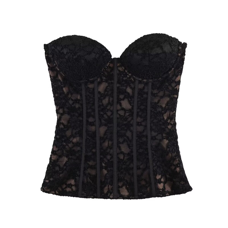 Cross-Border Wholesale Women's New Style Off-Shoulder Velvet Lace Shapewear Vest Tube Top Waist Cincher 1223010 Cross-Border Wholesale Women's New Style Off-Shoulder Velvet Lace Shapewear Vest Tube Top Waist Cincher 1223010