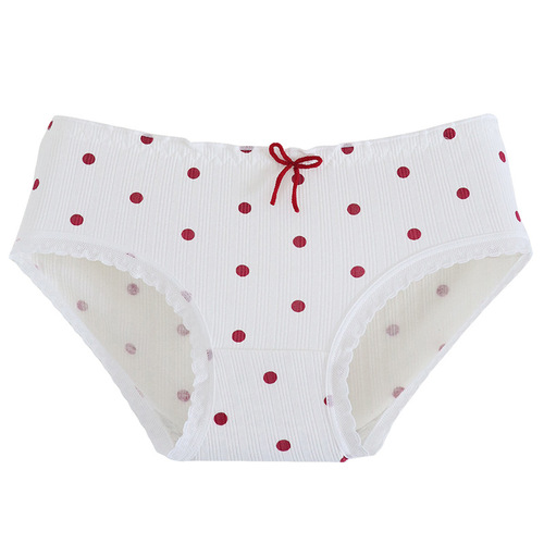 Sweet Lolita Big Red Underwear Women's Cute Sweet Girl Briefs Pure Cotton Inseam Mid-waist Women's Underwear