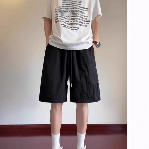 Men's Summer Work Shorts in American Trend Style, Versatile, Thin, Quick-Drying, Loose, Casual, Five-Finger Pants, 2025