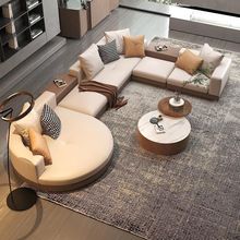 意式极简皮布沙发轻奢客厅大户平层别墅设计师圆弧异形沙发