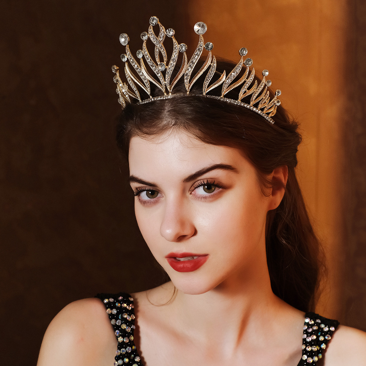 European And American Wedding Headwear,Retro Baroque Headband,Crown,Birthday Party Jewelry,Alloy Inlaid Rhinestone Bridal Crown