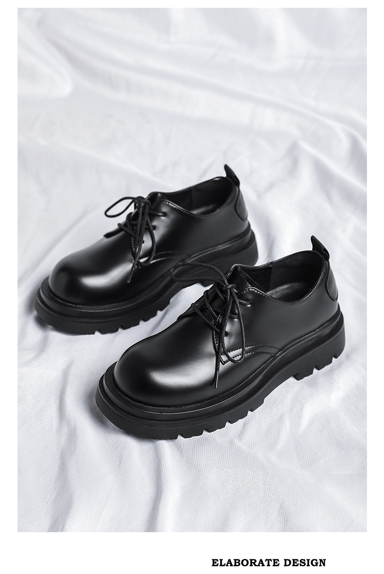 3182-es bőr férfi alkalmi ingázó üzleti ruhacipő, tavaszi új szénfekete vastag talp, megnövelt magasság, niche_voghion.com