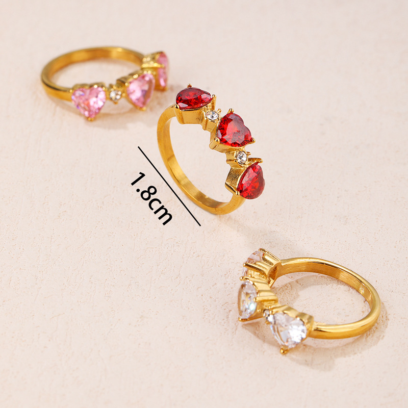 Rings Classification Daily Occasion Fashion Heart Shape Titanium Steel Plating Zircon Rings