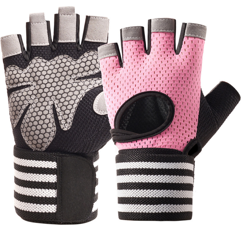 Guantes deportivos de acondicionamiento físico protector de muñeca entrenamiento antideslizante transpiración medio dedo de verano nuevo guante unisex image 3