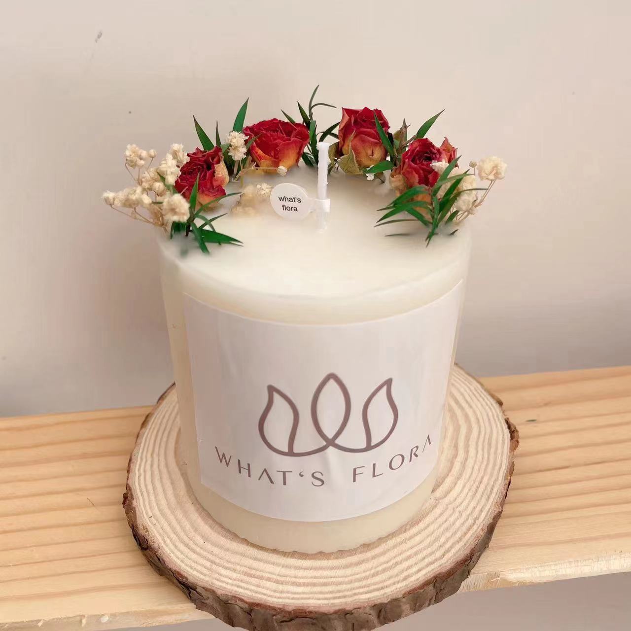 Cross-border ins columnar flor inmortal flor seca rosa en relieve cera de banano cera de soja decoración del hogar