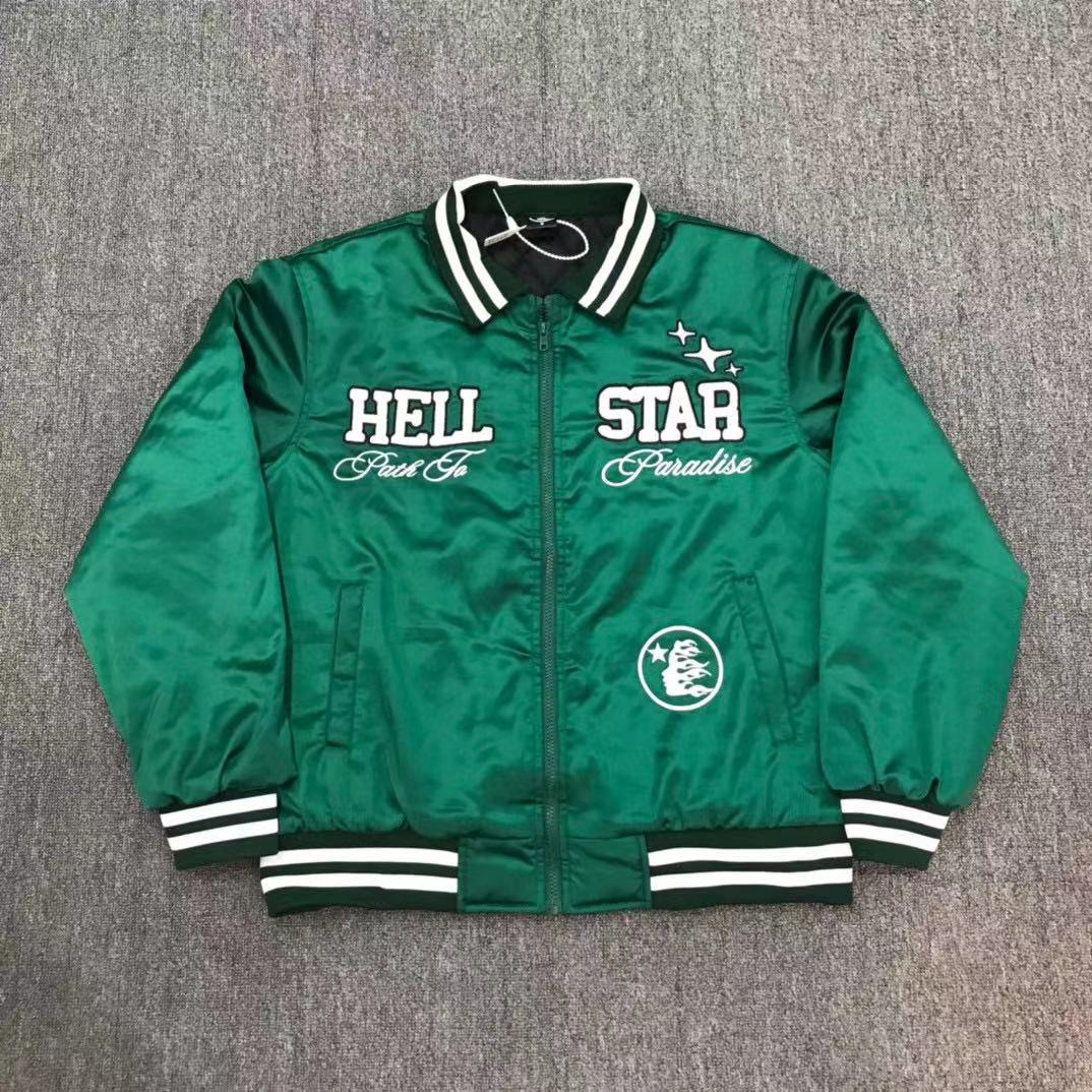 Hellstar Studios Path To Paradise Embroidered Bomber Jacket Green