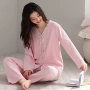 v领长袖春秋季春天家居服