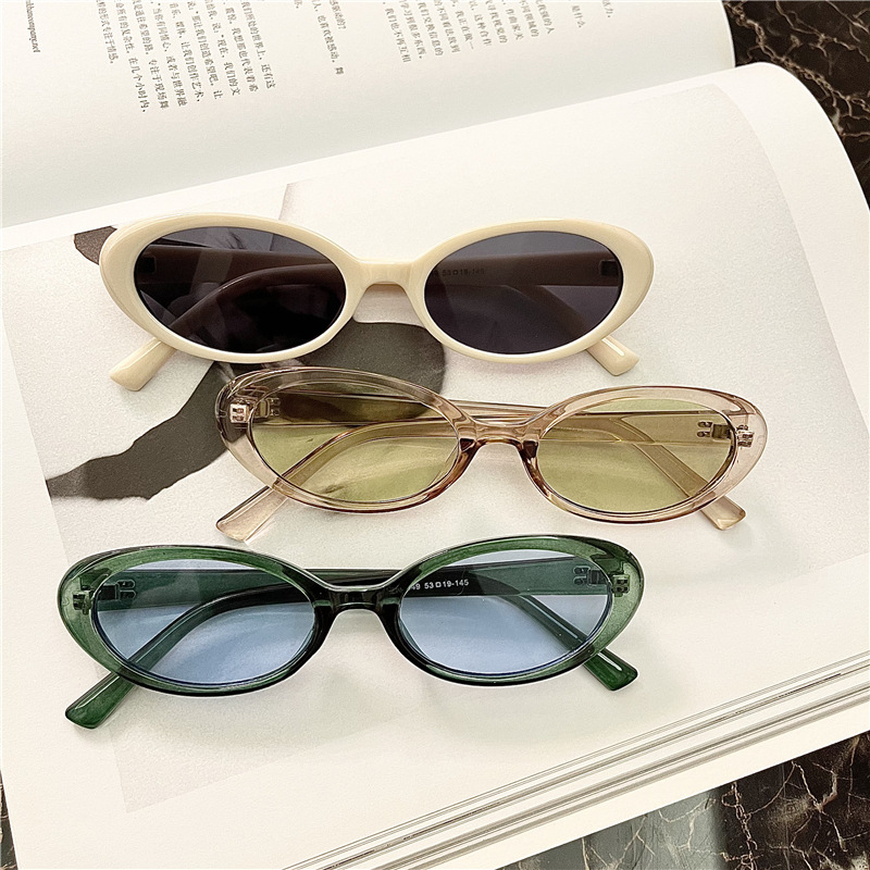 45g Weight Full Frame Glasses Structure Retro Oval UV400 Protection Resin Oval Frame Full Frame Women's Sunglasses
