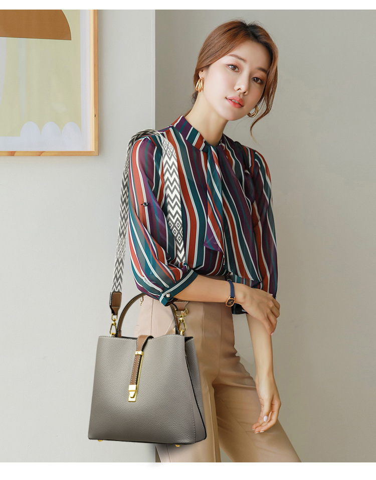 Live-Streaming minimalistisches Modedesign Eimer weiches Leder große Kapazität einzelne Schulter tragen Crossbody Mama Tasche_voghion.com