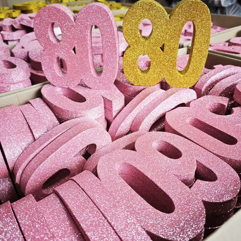 金葱粉eva泡沫生日数字闪亮粉纪念日装饰立体摆件 圣诞节派对