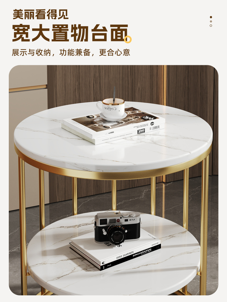 ♔ Bedside Table for Home Bedroom, Small Size, 2025 New Model, Light Luxury Alternative, Bedside Storage Rack, Round Edge