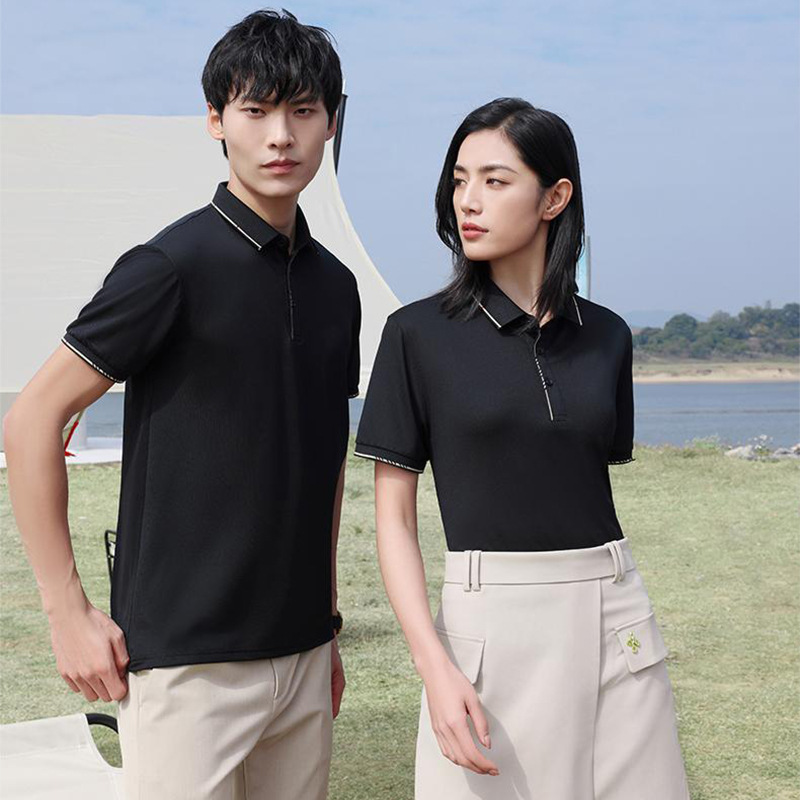 Men's and women's business work clothes short-sleeved T-shirt thin polo shirt group clothes top printed logo golf clothes Ice Silk