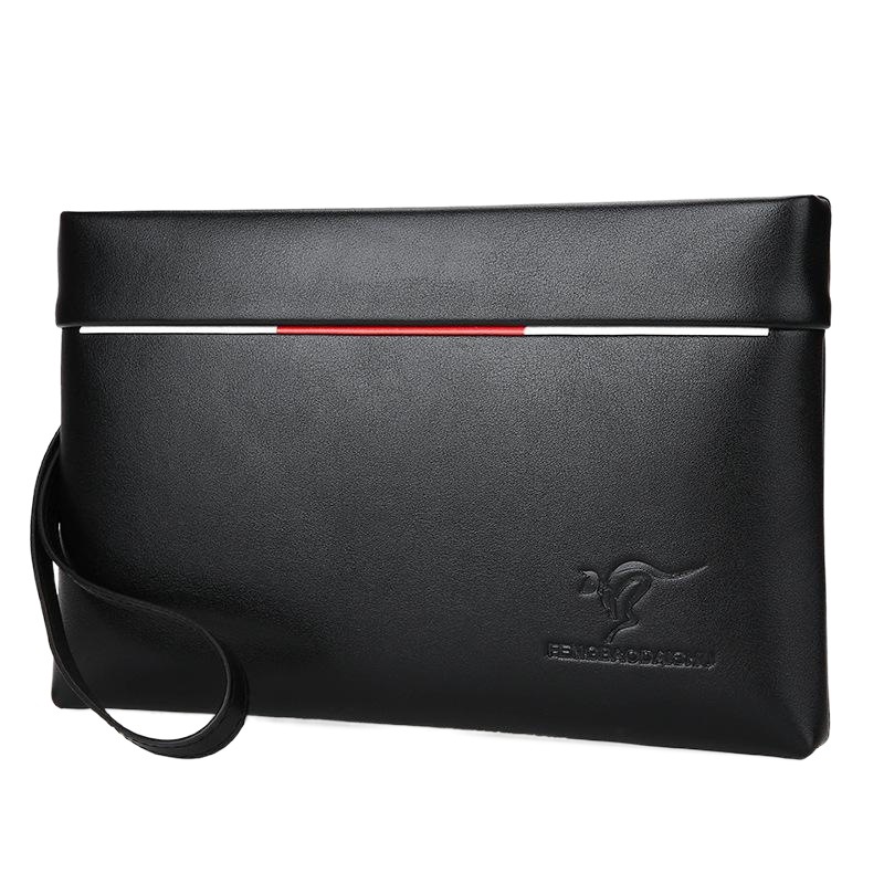 Bolso de mano texturizado transfronterizo, bolso de mano para hombres de negocios, bolso de sobre de gran capacidad de cuero suave, moderno, informal y de moda para hombres de comercio exterior