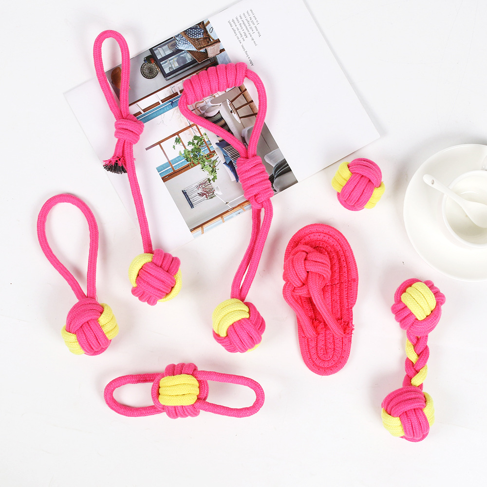 Cuerdas de algodón para mascotas juego de juguetes de bola trenzada molares resistentes a la mordida fondo Teddyco dientes de pelo para perros juguetes para mascotas