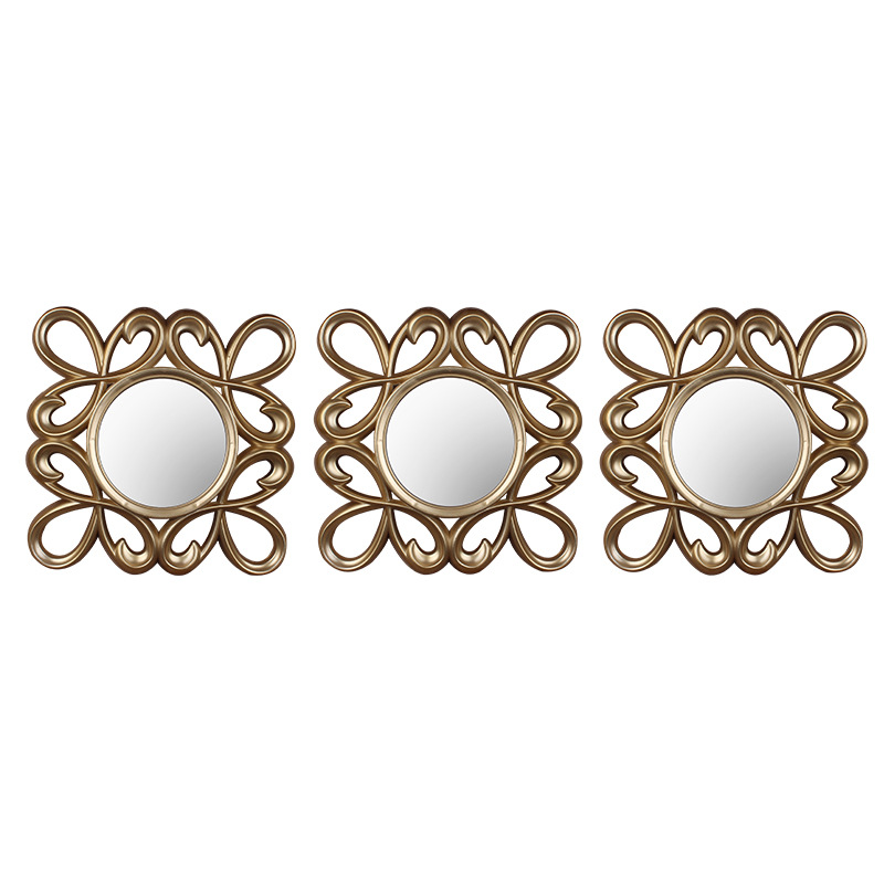 Espejo decorativo moderno anticuado de plástico, marco hueco tridimensional, espejo de pared retro para hogar/sala