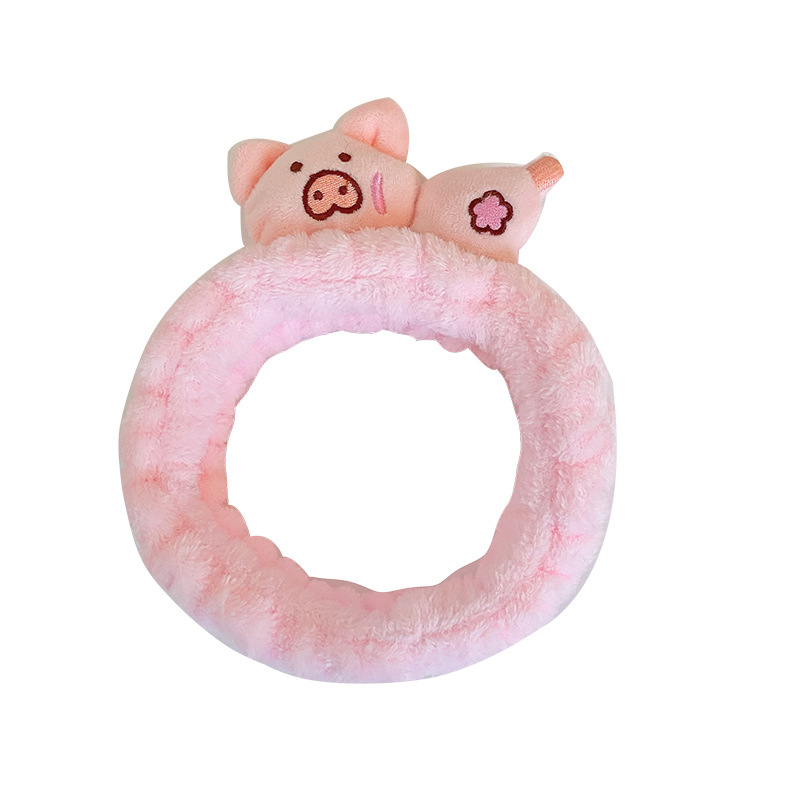 Lindo de la historieta acostado animal tridimensional muñeca banda de pelo maquillaje belleza diadema de terciopelo de coral diadema de suministro directo de fábrica
