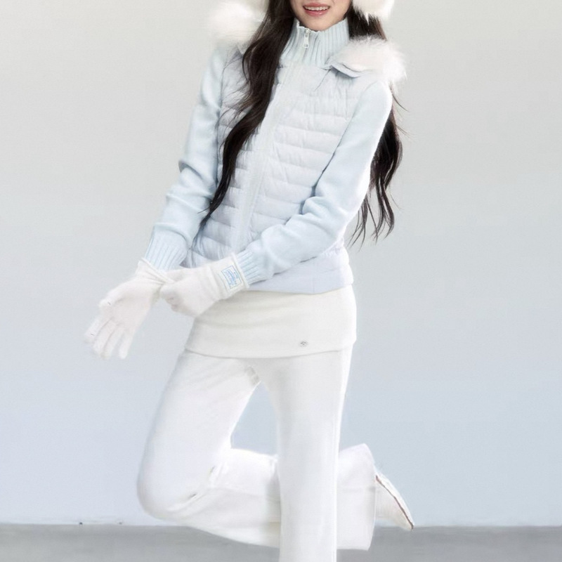 ·The First Snow Melts into Lu Series Short Fur Collar Ribbed down Jacket Winter